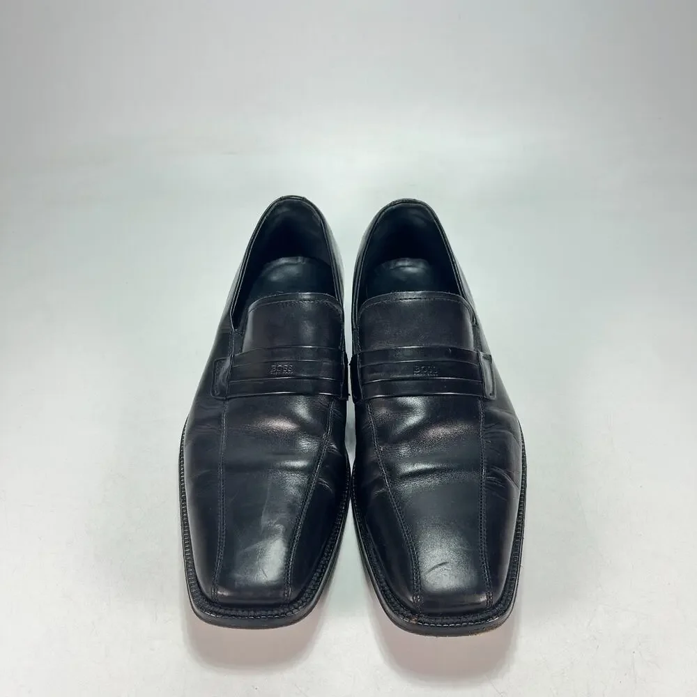 BOSS Hugo Boss Black Leather Penny Loafers Casual Shoes 10710 Men's Size 9.5